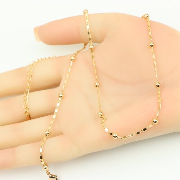 Elegant Rose Gold Necklace with Beaded Detailing, XPNL0403 - Picture 4 of 11